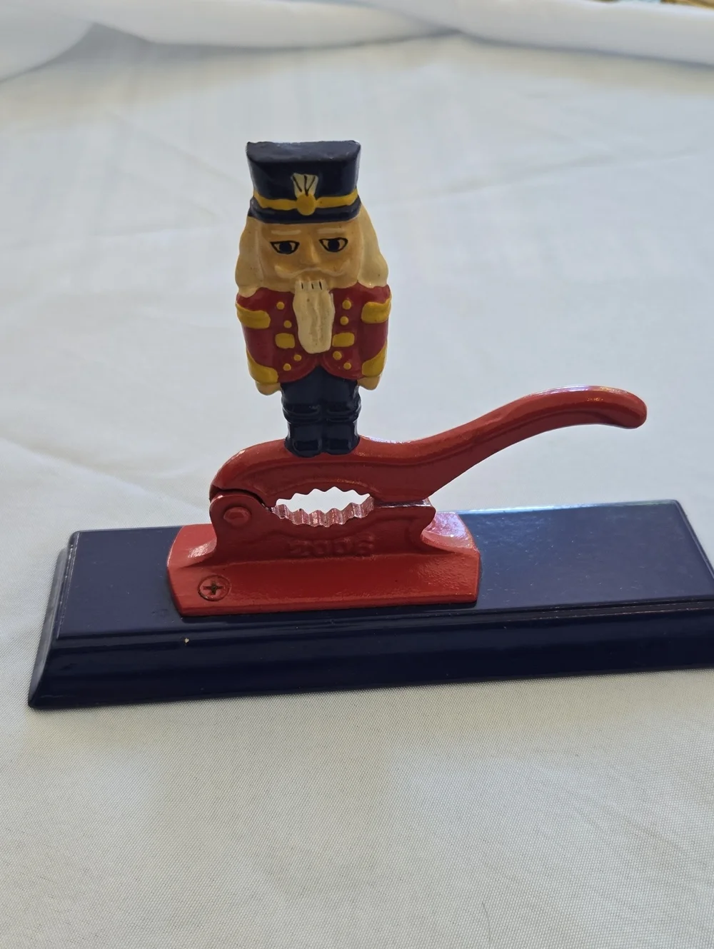 Vintage Houston Harvest Cast Iron Soldier Nutcracker Wood Base 2006